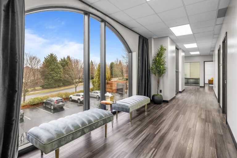 Bright hallway with arched windows